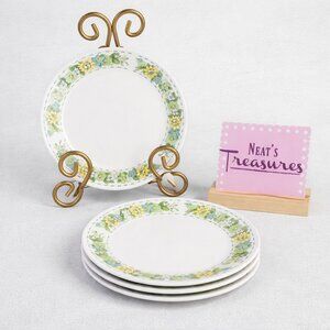 70's Noritake China SPRINGFIELD Blue  Floral Appetizer Bread Plates Set of 4